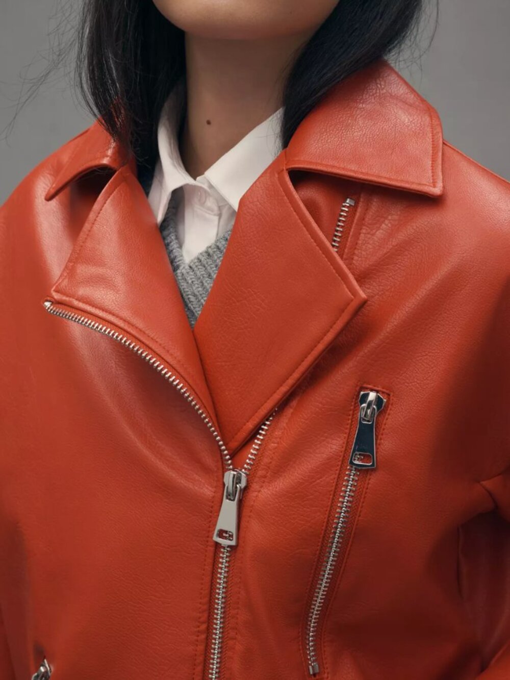 Maeve Oversized Faux-Leather Moto Jacket - Picture 3 of 7